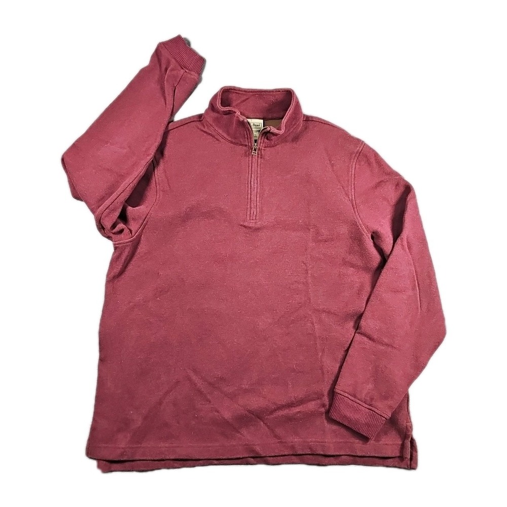 Vintage LL Bean Sweater Men‎ XL Maroon 1/4 Zip Pullover 100% Cotton